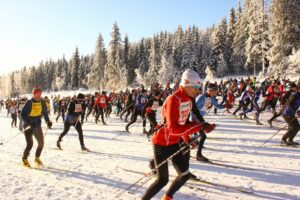 Starten har precis gått på Mattila Ski Marathon